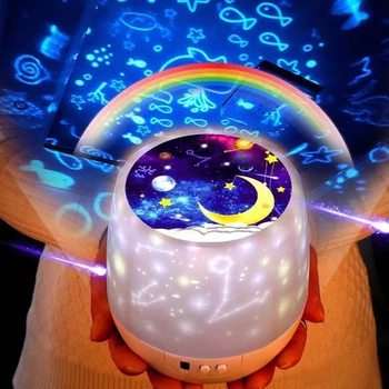 

Night Light Projector Star Moon Sky Rotating Battery Operated Bedside Lamp For Children Kids Baby Bedroom Nursery