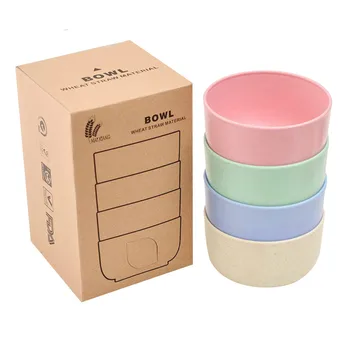 

4pcs/Set Bowl Wheat Straw Tableware Environmental Protection Bowl Household Salad Noodle Creative Eco Friendly Dessert Hot Sale