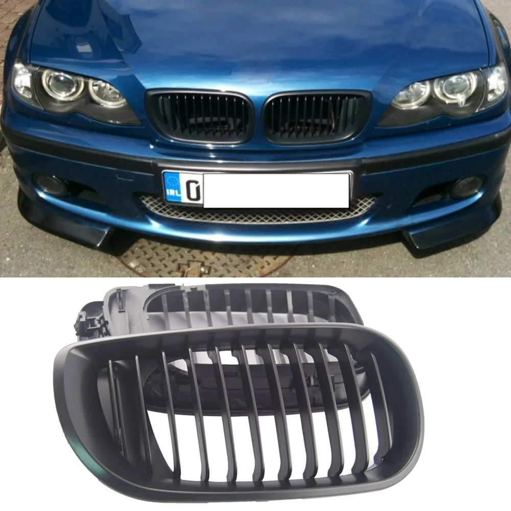 Рестайлинг с черной раковиной передняя решетка радиатора для BMW E46 3 Series 4 DOOR 4D 2002