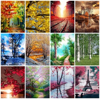 

EverShine Coloring By Numbers Landscape Handmade Art DIY Oil Painting By Numbers Tree Drawing Canvas Hobby Gift Home Decor