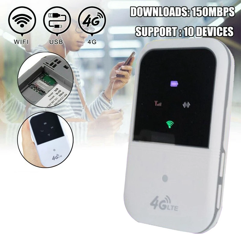 Портативный 4G LTE Wifi роутер Точка доступа 150 Мбит/с разблокированный мобильный модем поддерживает 10 пользователей для автомобиля дома путешествия B1 B3