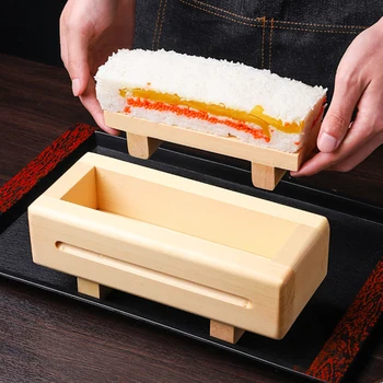

Sushi Mold Wooden Rectangular Sushi Press Mold Box Sushi Making Kit DIY Sushi Rice Roller Molds Sushi Kitchen Making Tools