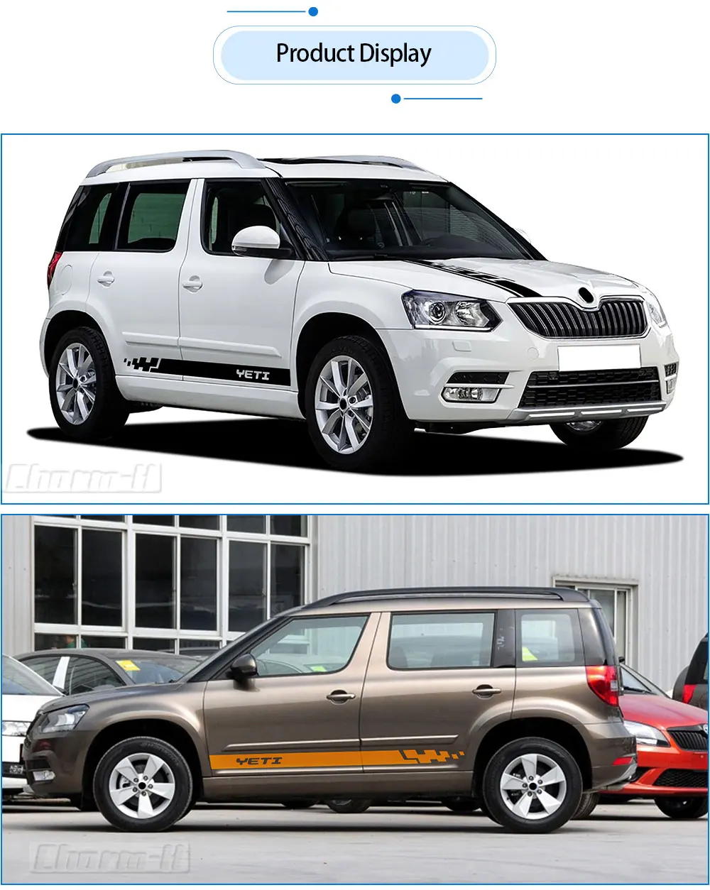 Racing Sport Car Styling Hood Engine Cover Decal Body Graphics Vinyl Side Stripes Skirt Sticker for Skoda Yeti Tuning Accessorie