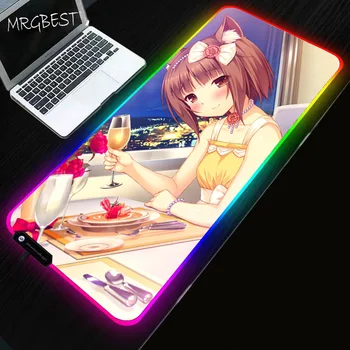 

MRGBEST Gamer RGB Large Mouse Pad USB LED Backlight XXL Surface Mousepad Keyboard Computer Desk Mat Anime Chocolate and Vanilla
