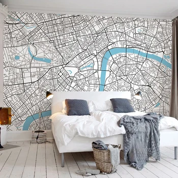 

Photo Wallpaper Modern Abstract Simple Line Fashion London Map Creative Murals Living Room Bedroom Self-Adhesive 3D Wall Sticker