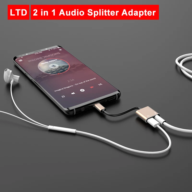 

2 in 1 Type C to 3.5 mm Audio and Charging Adapter For Honor Magic 2/Honor 20/20 Pro/Note 10 For Xiaomi 8/8 lite/9/9SE/Mix2/Mix3