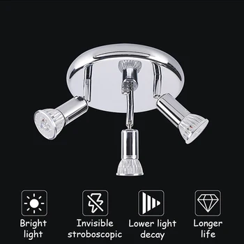 

Modern Round 3-Light Track Lighting Fixtures Led Pendant Ceiling Lamps Spot Lighting 360degree Flexibly Rotatable Light Head