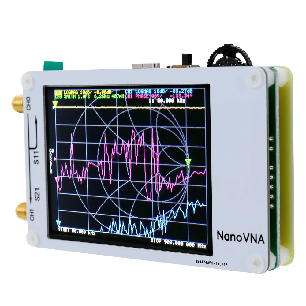 NanoVNA VNA Векторный анализатор цепей 50 кГц-900 МГц сенсорный ЖК-дисплей HF антенна УКВ, СКВ анализатор стоячая волна без батареи