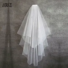 JIERUIZE короткая вуаль с гребнем простые тюлевые Свадебные вуали два слоя Свадебные аксессуары белая свадебная вуаль