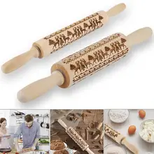 Рождественская Скалка Выгравированная резная деревянная рельефная Скалка кухонный инструмент тиснение для выпечки печенья бисквит Фондант