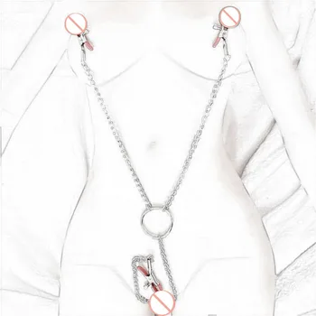 Metal Labia Clip Clitoris Stimulator Vagina Speculum Nipple Massage Straps Vagina Clamps Exotic Bondages Thigh Sex Toy For Women 6