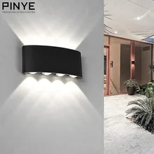 PINY современный 8 Вт Крытый светодиодный настенный светильник скандинавский Открытый водонепроницаемый IP65 вверх вниз бра гостиная крыльцо сад настенные светильники