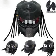 Black Predator Helmet Full Face Retro Motorcycle Helmet Ironman Motorcycle Street Gear  Motorcycle Accessories