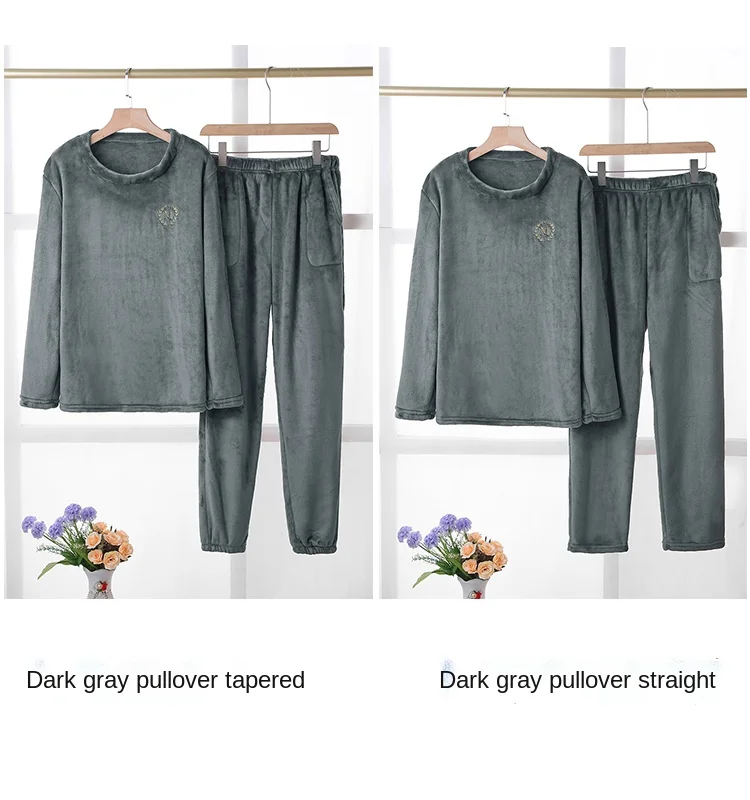 50-100Kg Flannel Men's Pajamas Winter Plus Velvet Long Sleeve Sleepwear Male Homewear Plus Size Thicken Pajama Pants 2 Piece Set mens plaid pajama pants