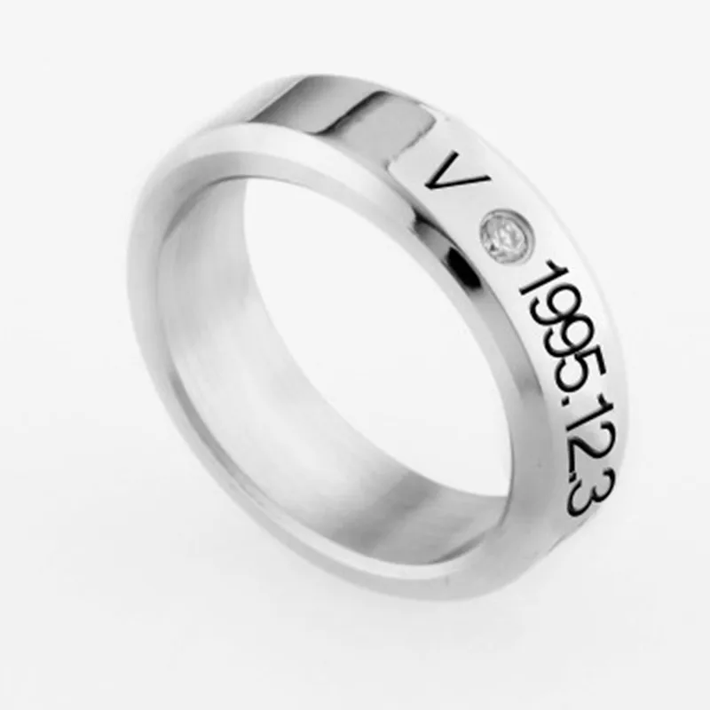 KPOP Bangtan мальчики круглое серебряное металлическое кольцо JIMIN JIN SUGA JUNGKOOK J-HOPE вечерние подарки люби себя LXX06 - Цвет основного камня: V