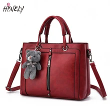 Дизайнерская роскошная женская кожаная сумка с медведем, Ретро стиль, ручная сумка, высокое качество, сумка через плечо, женская сумка средней вместительности