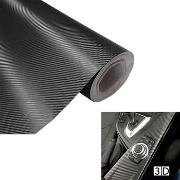 

50x200cm 3D Matt Black Carbon Fiber Auto Vinyl Foil Film Wrap Roll Sticker Decal