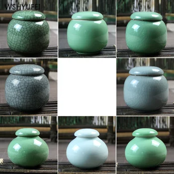 

Celadon Covered Portable Travel Home Ganoderma Lucidum Tea Coffee Bean Biscuits Candy Iron Sealed Jar Pills Powder Storage Tank