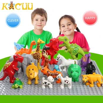 

Duplo Animal Series Model Figures Big Building Blocks Lion Panda Compatibel With Duploe Educational toys for Kids Children Gifts