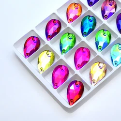Versatile Sew-On Rhinestone Crystal Drops - 16x25mm 15pcs (Mix colors AB)