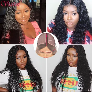 

Satai Deep Wave Lace Part Wig Human Hair Wigs For Women Brazilian Deep Wave Lace Front 150 Density Remy Human Hair Wigs