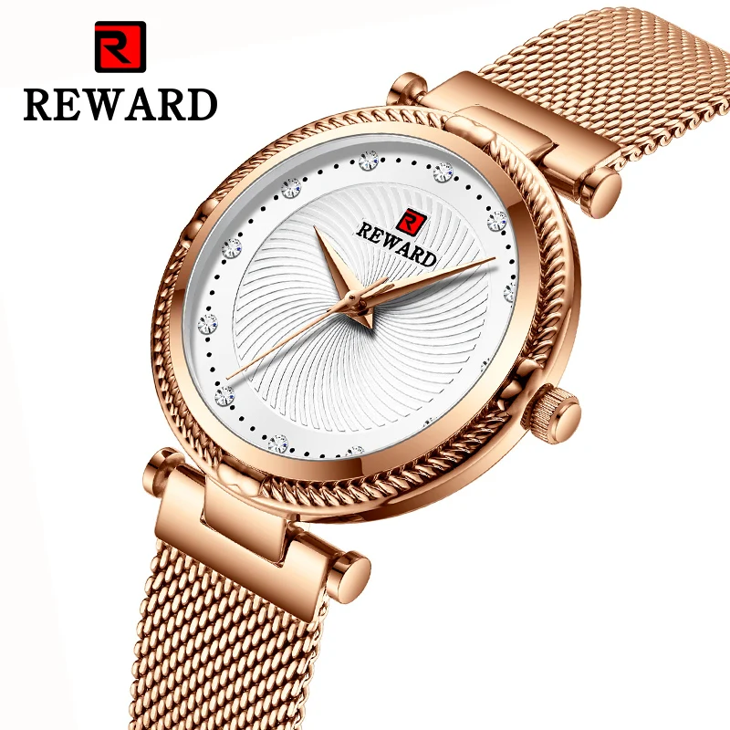

Reward fashion ins style diamond women's watch steel mesh belt Japanese movement waterproof ladies watch watch female women