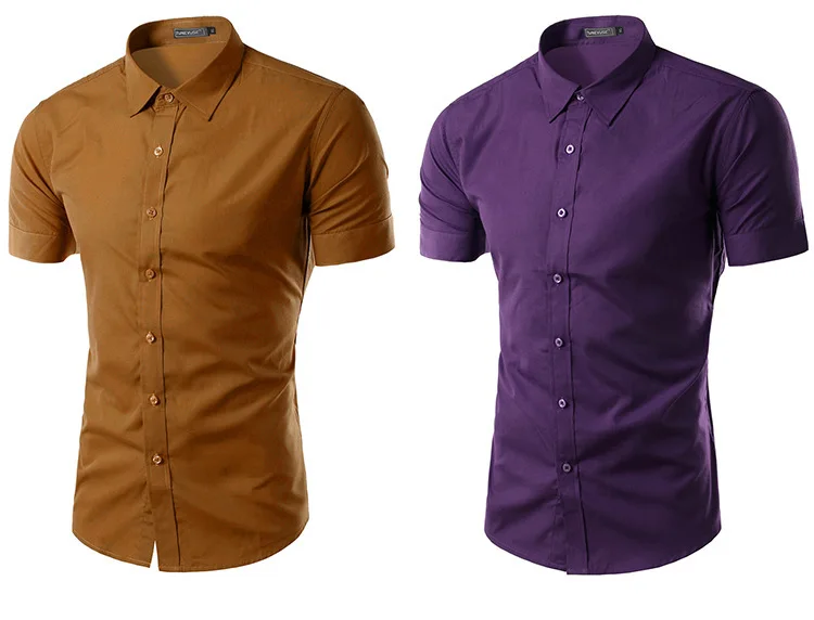 Мужская рубашка с коротким рукавом, приталенная, Camisa Social Masculina Chemise Homme, новинка, летняя мужская однотонная деловая рубашка 6537