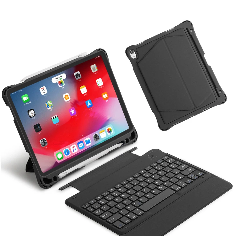 

[NEW] Bluetooth wireless keyboard case for iPad pro 11", Heavy full protection leather case + Pencil holder+ Removable design