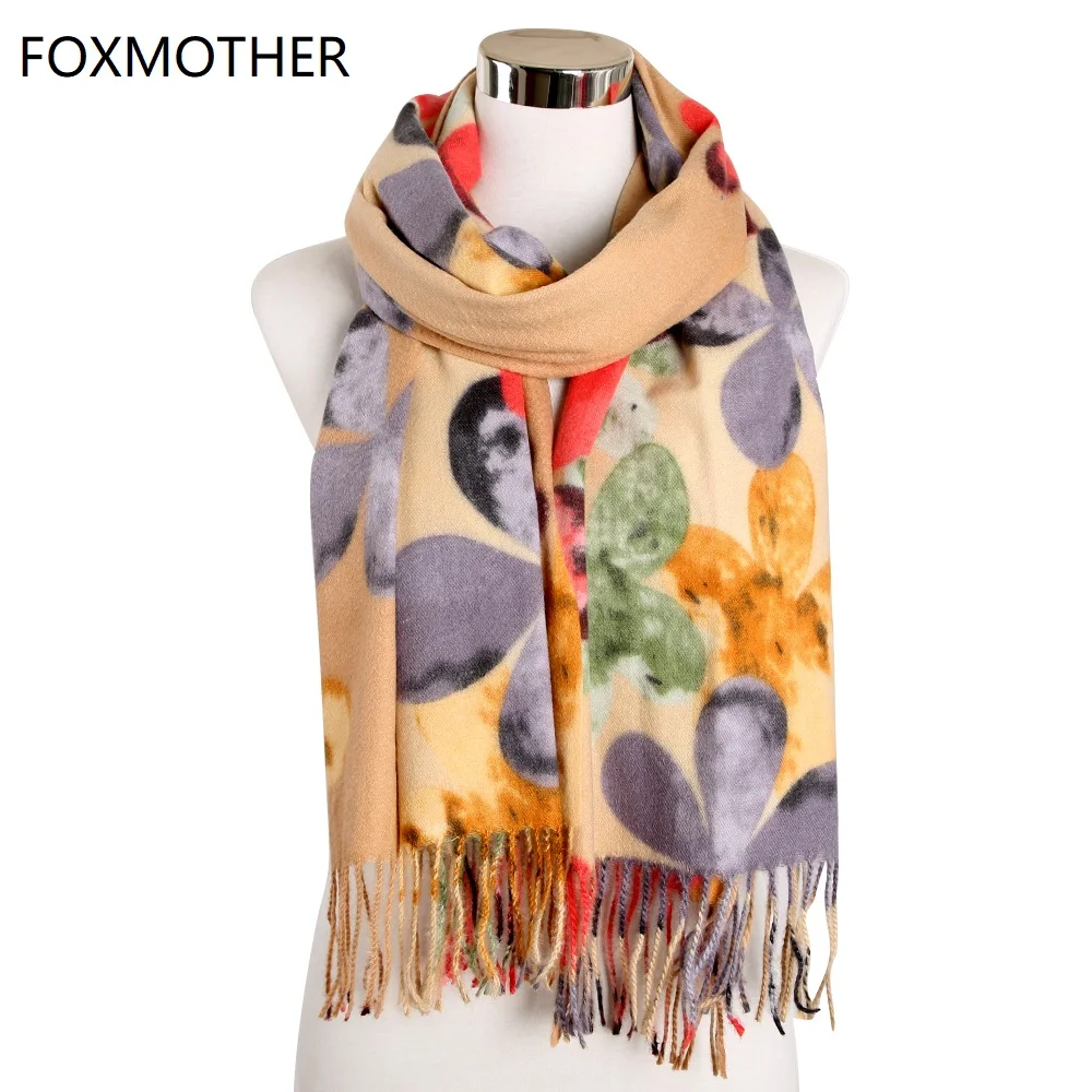 Зимние шарфы FOXMOTHER Женские аксессуары женский кашемировый шарф с цветами