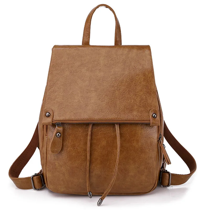 Европейская и американская мода тренд pu кожаный женский рюкзак - Цвет: Brown