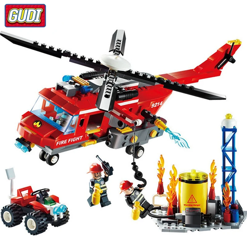 

Blocks Large Fire Rescue Legoingly Building Blocks Fire Station Helicopter Truck Block Toys For Children Gifts