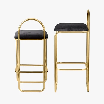 

Net Red Bar Chair Gold High Stool Ins Creative Simple Front Desk Chair North European Bar Household Coffee Chair