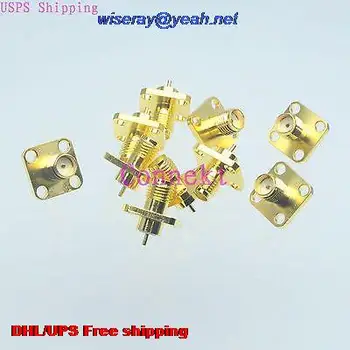 

DHL/EMS 200pcs Connector SMA female jack 4-holes flange solder cup desk mount-A3