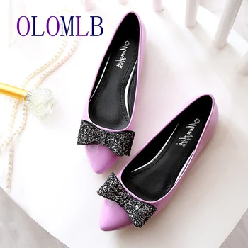 

2020 spring new women's fashion bow pointed shoes flat boat shoes ladies soft-soled shoes ballet shoes C042