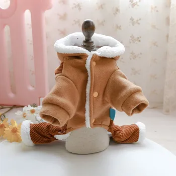 

Christmas Dog Jumpsuits Pet Plus Velvet Thick Warm Overalls Jumpsuit Funny Cute Holiday Party Pet Dog Costume