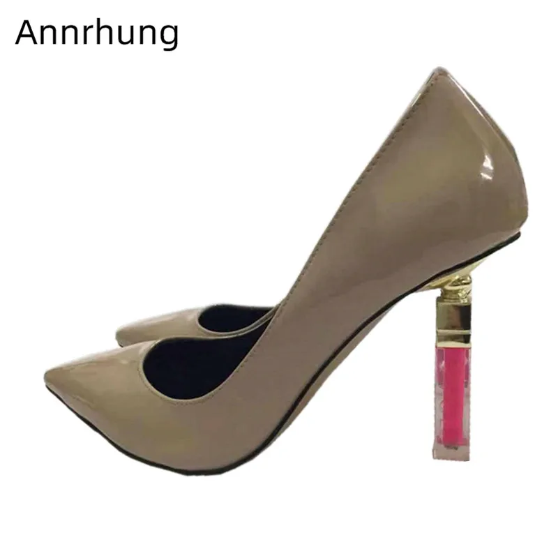 

2019 New Chic Shallow Shoes Crystal Heel Pumps Novelty Fretwork Letter Square Thin Heel Party Shoes Slim Patent Leather Shoes