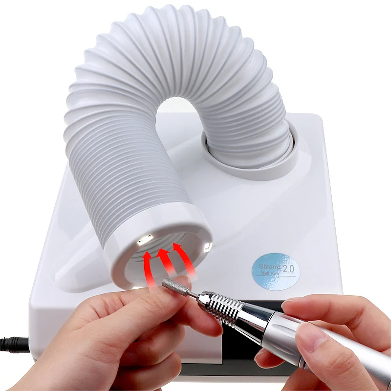 

60W 24000RPM Strong Nail Dust Collector Retractable Elbow Nail Art Powerful Fan Suction Vacuum Cleaner Manicure Machine 3 LEDS