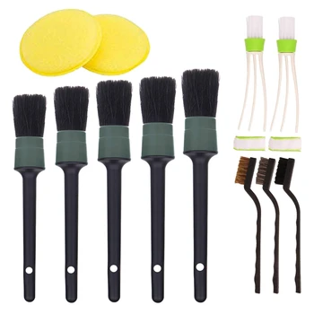 

12 Pieces Car Cleaner Brush Set Including Detail Brush Wire Brush Automotive Air Conditioner Auto Detailing Brush for Cleaning W