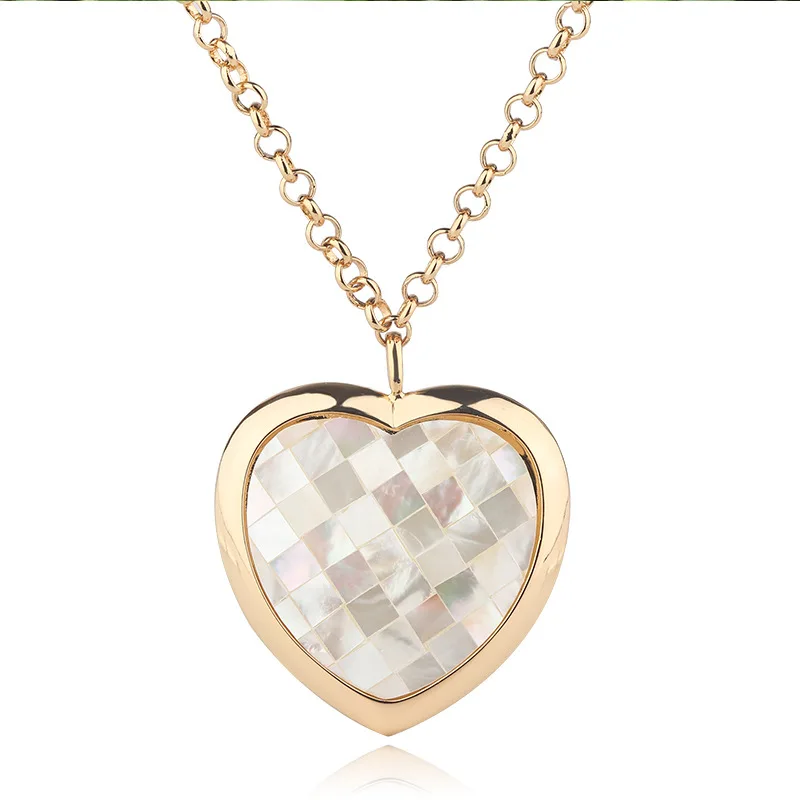 white-gold OMYFUN Natural Mother of Pearl Heart Necklace Fashion Necklace For Women Brazil Semi Joyas Jewelry Gifts Free Shipping N007 - Окраска металла: white-gold