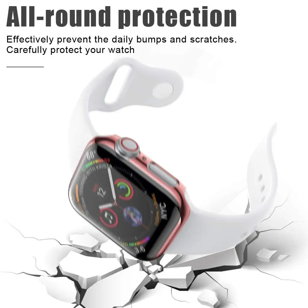 Чехол из поликарбоната для Apple Watch 4, 3 ремешка, защитная лента для экрана 42 мм, 44 мм, 38 мм, 40 мм, защитная пленка 44