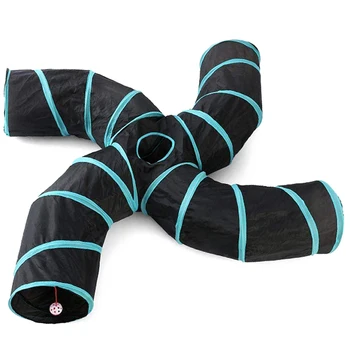 

Pet Cat Tunnel Toys 4 Way,Indoors Collapsible Cat Tunnels Tubes with Storage Bag,Large Cat Tunnel Play Toy Crinkle for Kitty, Pu