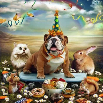 

Full Drill Diamond Embroidery Bulldog Cake Square Diamond Painting Cross Stitch Rabbit Birthday Mosaic Rhinestone Bead Crafts