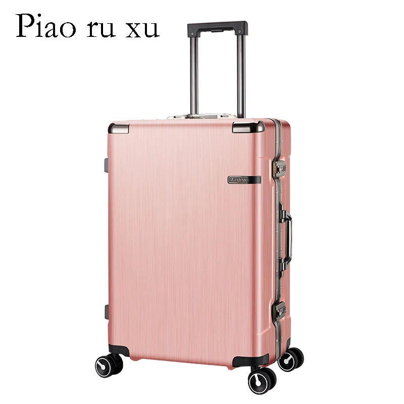 

aluminum frame+pc rolling luggage 20"24" inch spinner travel suitcase trolly bag on wheel