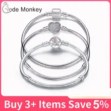 17-21 см серебряный цвет любовь змея браслет цепочка подходит дизайн бусины Шарм DIY браслеты из бисера ювелирные изделия изготовление Модный подарок