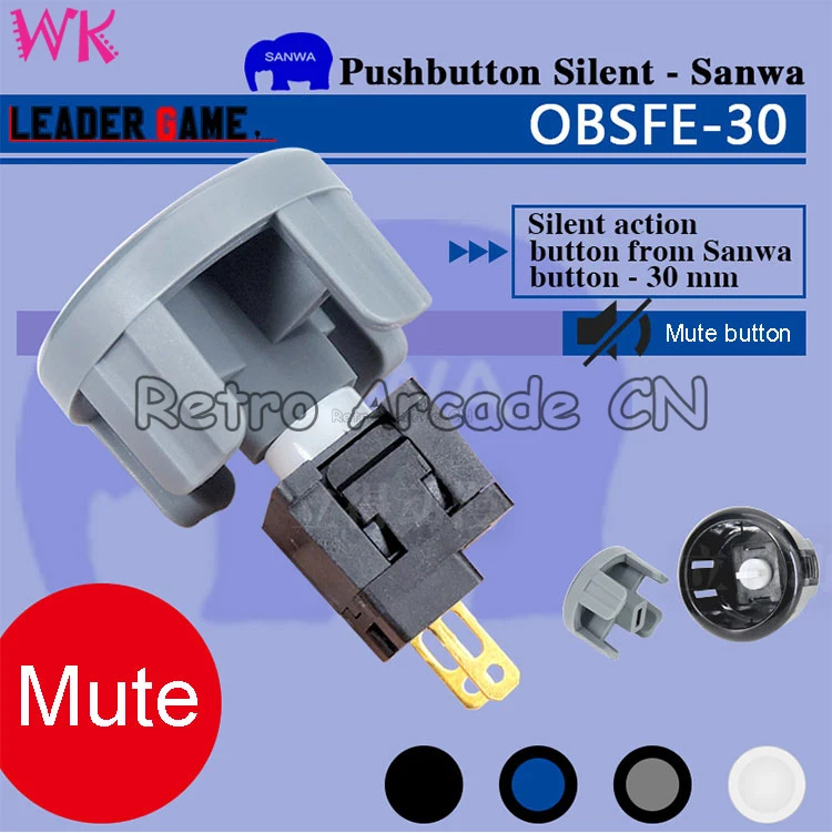 Sanwa OBSFE30 Silent Snap In Arcade Button authentic Sanwa Buttons for arcade machine DIY Cabinet JAMMA