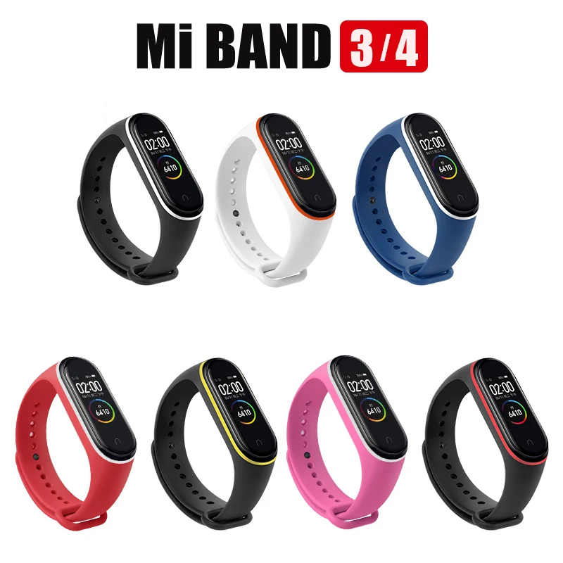 100 шт./упак. для Mi Band 3 ремешок Mi 4 ремешок силиконовый фитнес-браслете Mi Band 4 3 замена Браслет Miband 3 4 силиконовый браслет