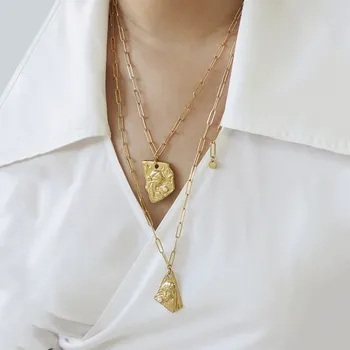 

Titanium With 18K Gold Vintage Pearl Charm Necklace Women Stainless Steel Jewelry Designer T Show Party Runway Boho Japan Korea