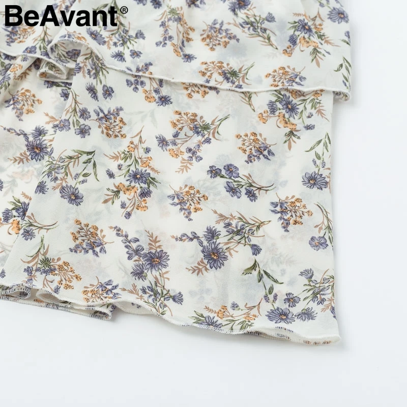 BeAvant цветочный принт богемный женское длинное платье осень зима элегантное женское платье с рукавами-фонариками v-образный вырез гофрированное винтажное платье