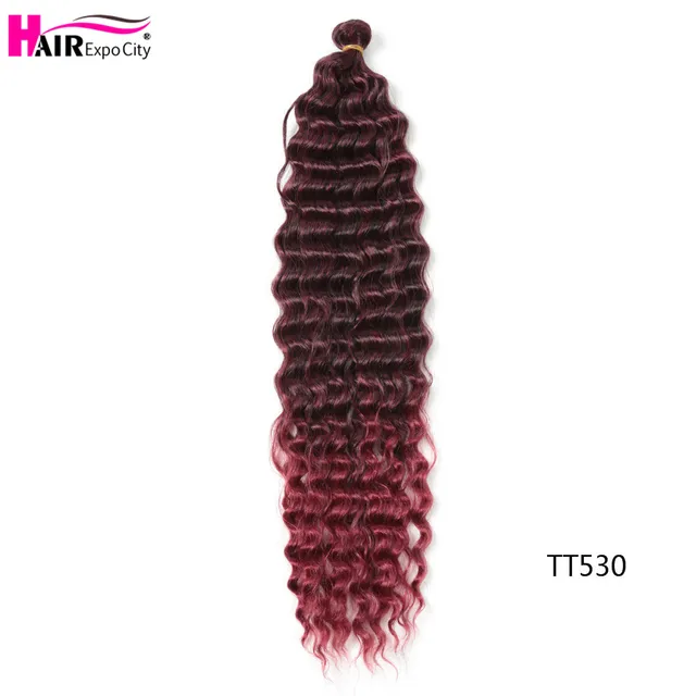 22-28 Inch Deep Wave Twist Crochet Hair Natural Synthetic Braid Hair Afro Curls Ombre Braiding Hair Extensions Hair Expo City TT530