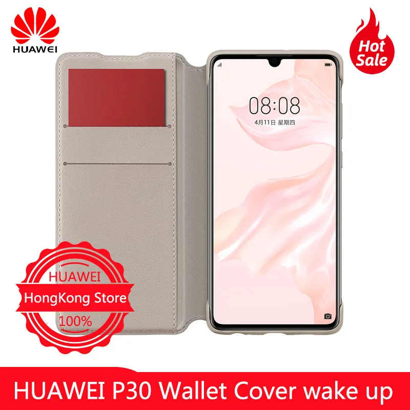 

100% Original HUAWEI P30 Wallet Cover Case wake up Fully fitted protective shell anti-fall leather case Official customization